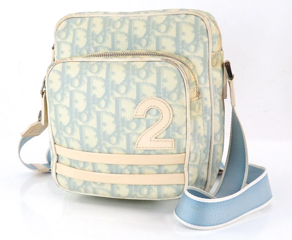 Auth CHRISTIAN DIOR Light Blue Trotter PVC Mini Shoulder Crossbody Bag #56566 - Image 1 of 4