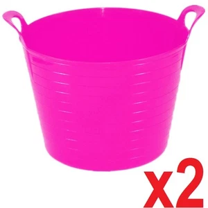 2 x 42 litros grande bañera flexible jardín almacenamiento flexible canasta de color rosa - Imagen 1 de 2
