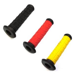 BMX Handlebar Grips 140mm - with Flange - Black- Red-Yellow - Picture 1 of 4