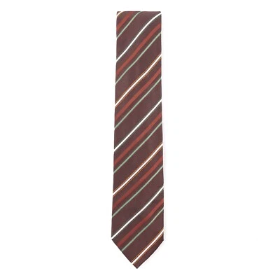 Corbata de seda satinada marrón chocolate Brioni con diseño de rayas de cinta multicolor Foto 1 de 4