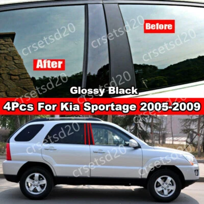 Moldura de poste de pilar negro brillante para ventana de coche 4 piezas para Kia Sportage 2005-2009 Foto 1 de 4