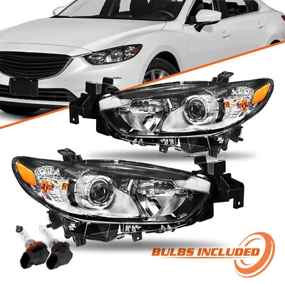For 14 15 16 17 Mazda 6 Halogen Headlights Left & Right Side Pair w/Bulb LH+RH - Image 1 of 4