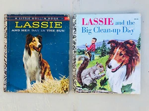 2 Vintage LITTLE GOLDEN BOOKS 1958 LASSIE Her day sun & 1971 Big Clean-up Day - Bild 1 von 12