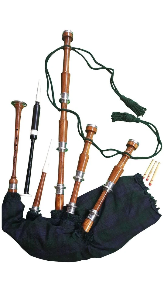 Cornamusa Scozzese Delle Highland Palissandro Naturale Argento Supporti Gratuito - Immagine 1 di 1