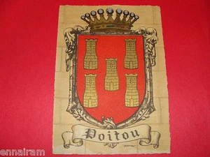 Escudo de armas Poitou Francia cromolitografo sin usar postal 1943 cresta - Imagen 1 de 1