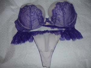 NWT VICTORIA SECRET DREAM ANGEL PUSH UP BRA 36D THONGS PANTY SET PURPLE SOLD OUT - Picture 1 of 5