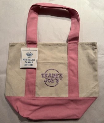 TRADER JOE'S МИНИ ПАСТЕЛЬ ХОЛСТ СУМКА С КОРОТКИМИ РУЧКАМИ РОЗОВЫЙ НОВЫЙ С ЯРЛЫКАМИ БЕСПЛАТНЫЙ ПОДАРОК БЫСТРАЯ ДОСТАВКА 🎁 - Изображение 1 из 4