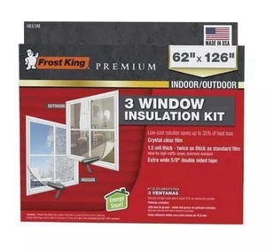 Frost King V83/3M 62" x 126" 3 Fenster Folie Isolierung Schrumpfset Innen/Außen - Bild 1 von 1