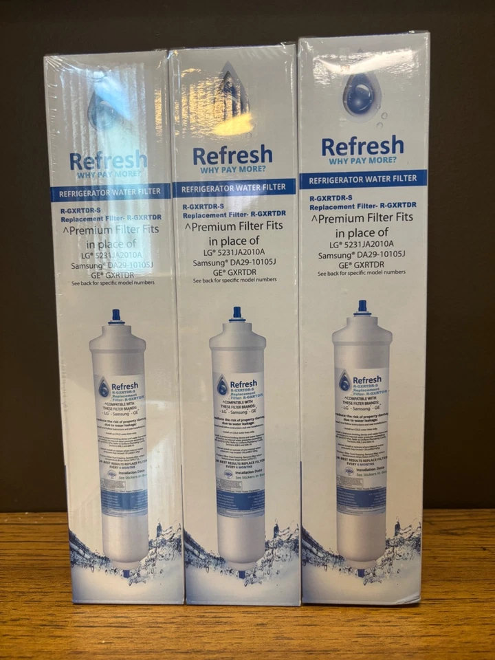 NEW Refresh R-GXRTDT-S Refrigerator Water Filter 3 Pack LG Samsung GE - Image 1 of 2