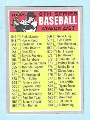 1970 Topps #542 Checklist 547-633 "Brown Bat" Near Mint COMPLETE SETBREAK - Image 1 of 2