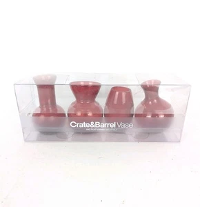 Crate & Barrel Rubinrote Knospenvasen 4er Set Neu im Paket Mundgeblasenes Glas - Bild 1 von 3