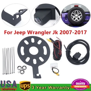 For Jeep Wrangler JK 2007-2018 Rear View Backup Camera Kit w/ Spare Tire Bracket - Picture 1 of 5