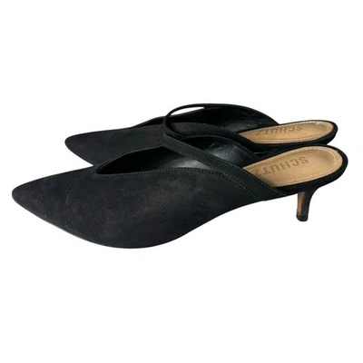 Schutz Peonia Kitten Heel Mules Negro Talla 9 Foto 1 de 4