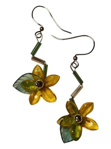 Handmade Beaded Earrings, Flower Drops - Assorted Colors - Picture 1 of 13