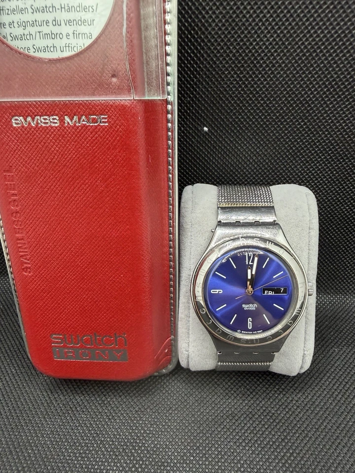 Vintage Swatch Irony Blue Dial Stainless Steel Quartz Watch (1997) - Image 1 of 4