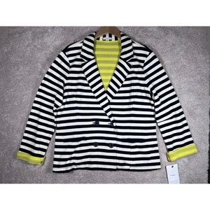 Blazer Caslon a righe XL nero avorio STR maglia Nordstrom bottoni davanti costa - Foto 1 di 8