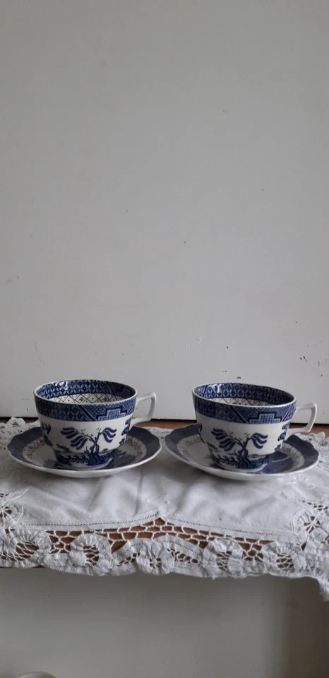 Vintage Royal Doulton Set of two cups and saucers Booths Real Old Willow - Image 1 of 4