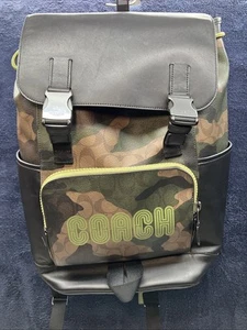 Coach Men’s Signature Canvas with Camo Print & Coach Patch Track Backpack CC016 - Picture 1 of 13