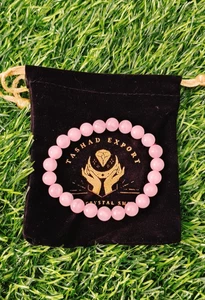 Pulsera de cuarzo rosa natural cuentas de 8 mm, cristal curativo amor energía joyería - Imagen 1 de 4