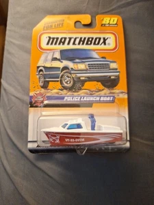 Matchbox Red Police Launch Boat Fire Rescue Series 1998 New on Card Mattel NOS - Picture 1 of 2