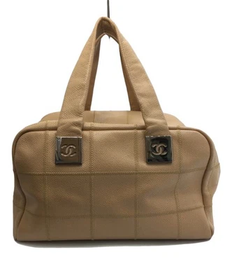 Bolso CHANEL Beige Mini Boston Coco Mark Choco Bar Patrón Buen Estado SH0333 Foto 1 de 4