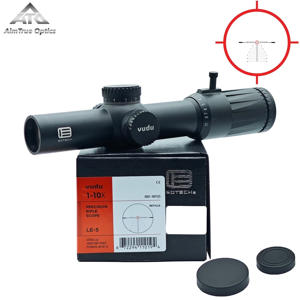 Mira para rifle Vudu 1-10x28 mm roja FFP iluminada LE-5 MRAD retícula VDU1-10FFLE5 Foto 1 de 4