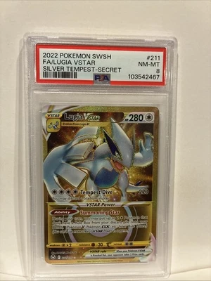 2022 POKEMON SWORD & SHIELD SILVER TEMPEST SECRET FULL ART/LUGIA VSTAR PSA 8 - Image 1 of 3