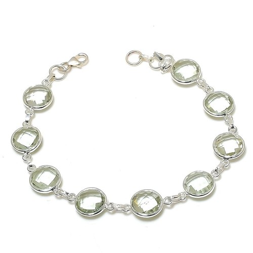 VALENTINO Ametista verde naturale argento sterling catena madre matrimonio nuovo bracciale gioielli