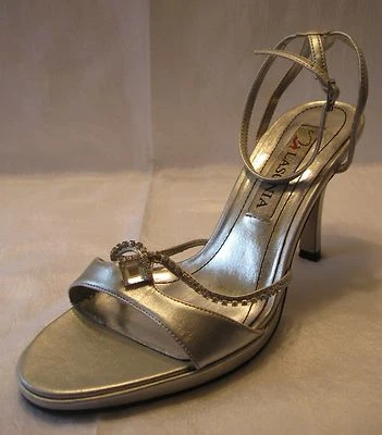 LASONIA женщин каблуки с ремешками слинга назад выпускного вечера свадьбы вечеринки серебро 7,5 М 53u6 - Изображение 1 из 4