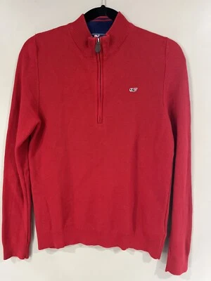Vineyard Vines 1/4 Zip Boys Large pullover Red Solid Long Sleeve Pima Cotton - Image 1 of 4