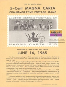 #1265 5c Magna Carta Stamp Poster - Unofficial Souvenir Page  FD MC - Picture 1 of 1