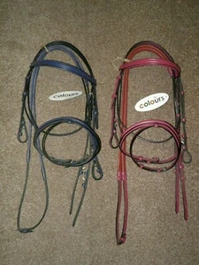 Bridas de silla de montar con riendas de empuñadura de cuero Dever con agarre de goma - Imagen 1 de 9