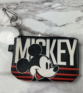 Mickey Mouse Disney Coin Bag I. D. Holder Key Chain Fob Clip Red Black White - Picture 1 of 10