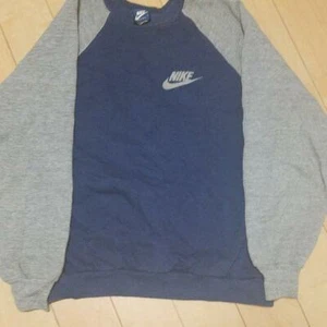 NIKE 70's-80's Vintage Sweatshirt Gray x Navy Men's size L Made in USA Rare Used - Picture 1 of 3