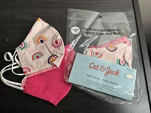 Cat & Jack Kids’ Reusable Face Masks Multi-Colored Rainbow 2pk NIP - Picture 1 of 5