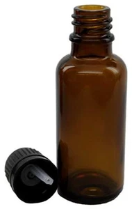 30 ml(1 oz) 200pk Amber Glass Essential Oil Bottle w/Euro Dropper Cap - Picture 1 of 1