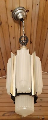 Lámpara de techo vintage Lightolier Luxart Art Deco C1934 pantalla antideslizante Foto 1 de 4