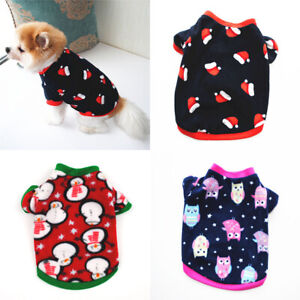 Pet Puppy Cat Dog Christmas Fleece Coat T-Shirt Warm Vest Dog Clothes Apparel UK