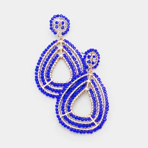 Stylish Women's Wire Wrapped Seed Bead Teardrop Earrings - Picture 1 of 1