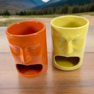 PAIR Of BIA CORDON BLEU BIG MOUTH COOKIE HOLDER COFFEE MUG CUP - Picture 1 of 7