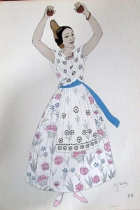 ESPAGNE COSTUMES TRADITIONNEL FOLKLORE LOT de 8 GRAVURES de GALLOIS de 1939 - Bild 1 von 8