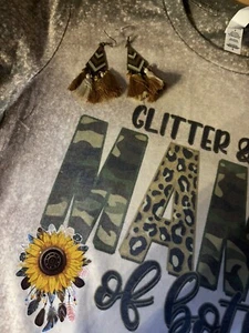 Women’s Boho T-shirt Mama, Blessed,Country,Farm,Rodeo,Western FREE EARRINGS! - Picture 1 of 6
