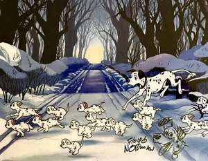 Floyd Norman, handsigniertes signed 11x14 Foto mit Skizze, 101 Dalmatiner Disney - Bild 1 von 2