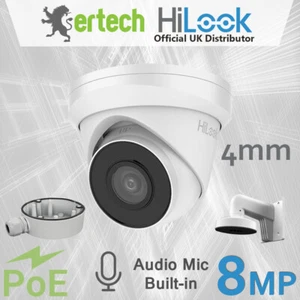 Micrófono de audio torreta cámara Hikvision HiLook IP PoE 8 MP 4 mm lente fija IPC-T280H-MUF - Imagen 1 de 8