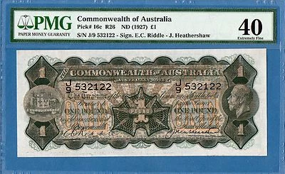 Australia, Commonwealth of Australia, 1 Pound, 1927, EF-PMG40, P16c - Image 1 of 2