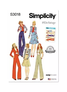 Pantaloni,gonna,giacca Simplicity Easy CUCIRE PATTERN S3018 retrò anni 70 - Foto 1 di 7