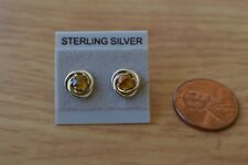 0.62ct Golden Sphene AAA Solitaire Earrings Sterling Silver 4mm VVS