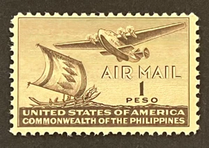 Travelstamps: US Philippines Airmail stamps 1941 Sc #C62 1 Peso Mint MNH OG - Picture 1 of 5