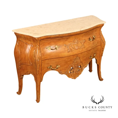 Italian Louis XV Style Marble Top Bombe Commode Chest Cover