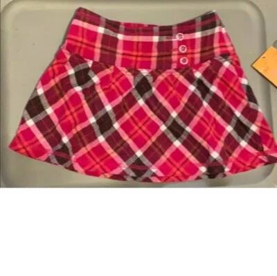 Girls Skirt 6 Sonoma Pink Plaid Elastic Waist Lightweight Flannel Jeweled - Image 1 of 3